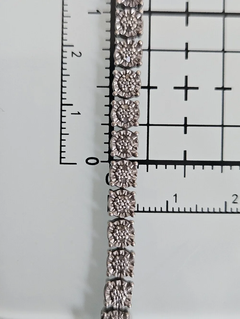925 DU Diamond Cut Sterling Silver DIA Accent Tennis Bracelet 7.25